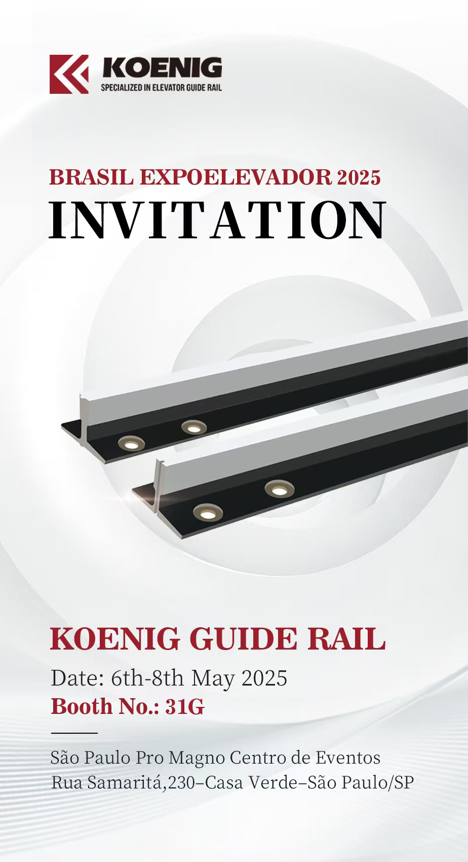 VITIN and KOENIG will participate in the Brazilian Elevator Exhibition from May 6th to May 8th, 2025